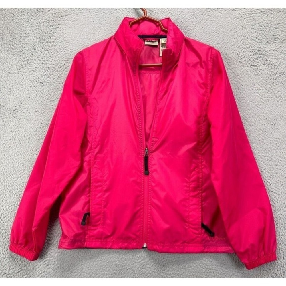 L.L. Bean Windbreaker Jacket Women Small Pink Zip‎ Up Rain Resistant